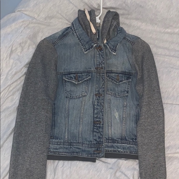 blue jean hoodie jacket